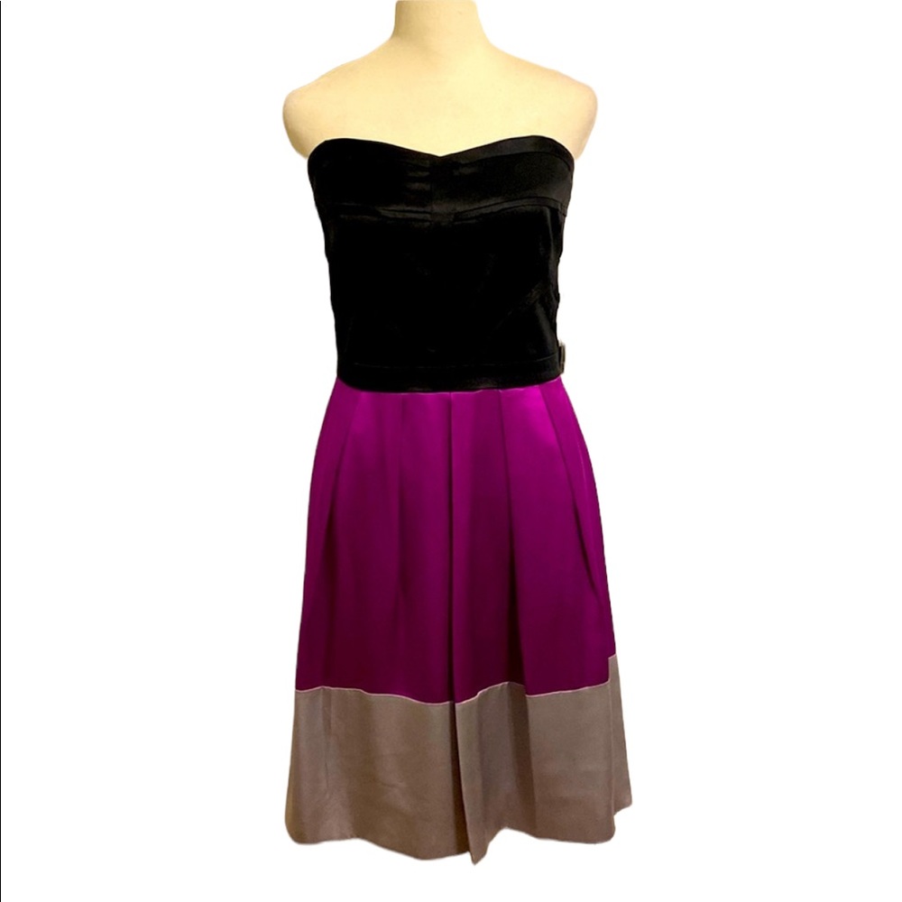 GIANNI BINI silk corset color block mini dress - Picture 2 of 13